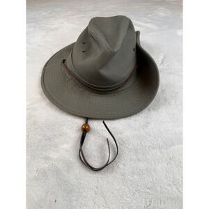 JHATS Mens Olive Green Safari Outback Style Hat Leather Chin‎ Strap - Medium